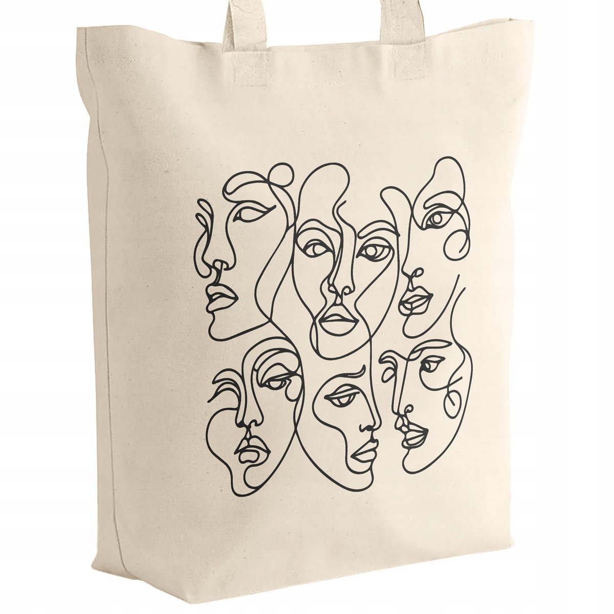 Torba bawełniana z dnem na zakupy Twarze Artystyczna Minimalizm Linie