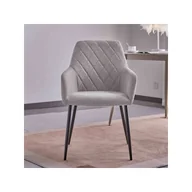 Krzesła - Zestaw 2 krzeseł tapicerowanych brązową tkaniną, drewniana konstrukcja, czarne nogi - miniaturka - grafika 1