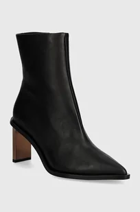 Calvin Klein botki skórzane ANKLE BOOT 70 LTH damskie kolor czarny na słupku HW0HW02092 - Botki damskie - miniaturka - grafika 1