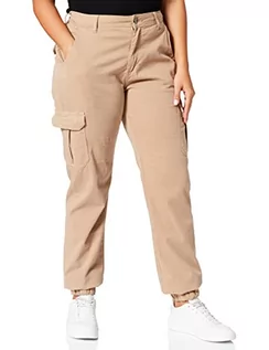 Spodnie damskie - Urban Classics Damskie spodnie cargo z wysokim stanem Spodnie Kobiety , Softtaupe , 31 - grafika 1