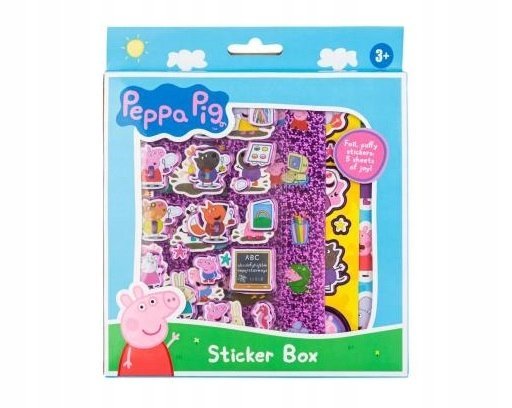 Zestaw 200 naklejek Świnka Peppa naklejki piankowe błyszczące 8 arkuszy