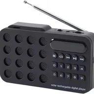 Radia - Przenośne radio z głośnikiem, ładowane energią słoneczną, do domu, na kemping, w podróż (czarne). - miniaturka - grafika 1