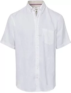 BRAX Męska koszula lniana Dan U AIRWASHED Linen z krótkim rękawem, biała, L, biały, L - Koszule męskie - miniaturka - grafika 1