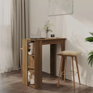 shumee shumee Stolik barowy z półkami brązowy dąb 102x50x103,5 cm płyta - Ławy i stoliki kawowe - miniaturka - grafika 1