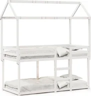 Łóżka dla dzieci i młodzieży - Łóżko z piętrem i daszkiem, białe, 90x200 cm, drewno sosnowe - miniaturka - grafika 1