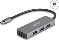 Huby USB - HUB USB Delock DeLOCK 63173 huby i koncentratory USB 3.2 Gen 1 3.1 Gen 1 Type-C 5000 Mbit/s Czarny - miniaturka - grafika 1