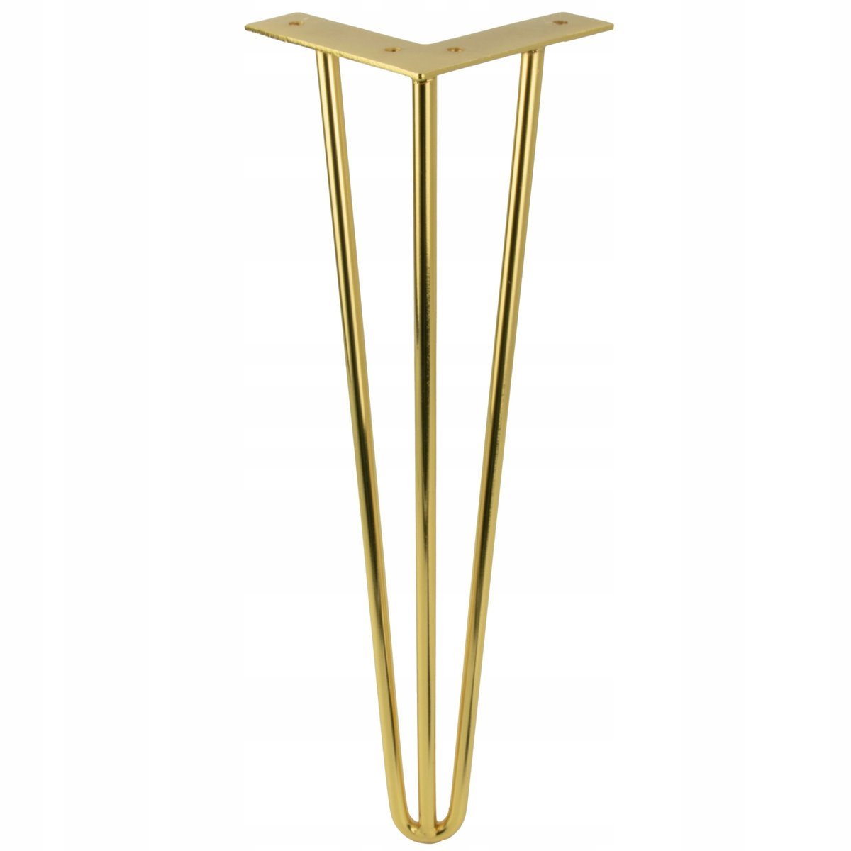 Noga meblowa Hairpin złota połysk wysokość 41 cm do stolika 3 pręty 10mm