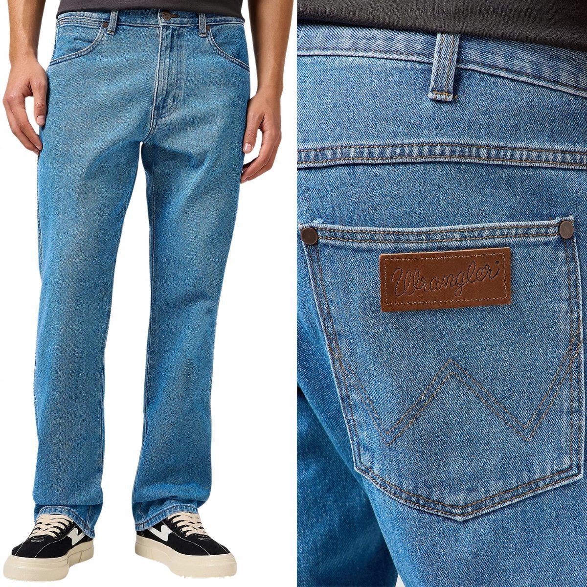 Wrangler FRONTIER Jungle luźne proste spodnie jeansowe bez streczu W32 L32