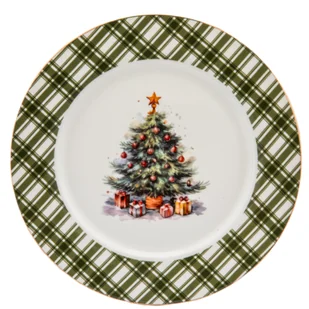 Talerz deserowy choinka 20 cm kremowo-zielony - Talerze - miniaturka - grafika 1