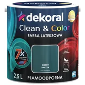 Farby wewnętrzne - Dekoral Satynowa farba lateksowa Clean&Color ciep$249y Ba$250tyk 2 5 l 00398984 - miniaturka - grafika 1