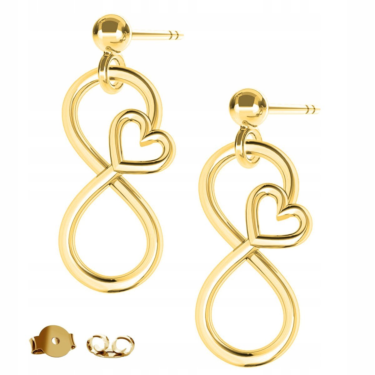 Kolczyki złote Serce Nieskończoność 925