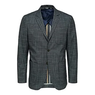 Marynarki męskie - SELETED HOMME Męska marynarka Slhslim-Knox Check BLZ B Noos Blazer, Navy Blazer/Checks: Check, 54 - grafika 1