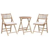 Meble ogrodowe - Zestaw mebli ogrodowych drewno bambusowe z poduszkami białymi SAVALLETRI - miniaturka - grafika 1