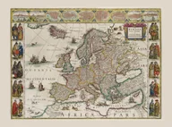 Mapy i plansze edukacyjne - Europa według Guilielmo Blaeuw. Mapa ścienna - miniaturka - grafika 1