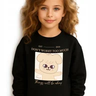 Bluzy dla dziewczynek - Bluza Dziecięca Czarna DON'T WORRY TOO MUCH Prezent Muzyka KPOP Wz - 104 cm - miniaturka - grafika 1