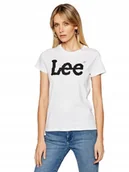 Koszulki i topy damskie - Lee Biały T Shirt Damski Z Bawełny Z Okrągłym Dekoltem Xs J2A - miniaturka - grafika 1