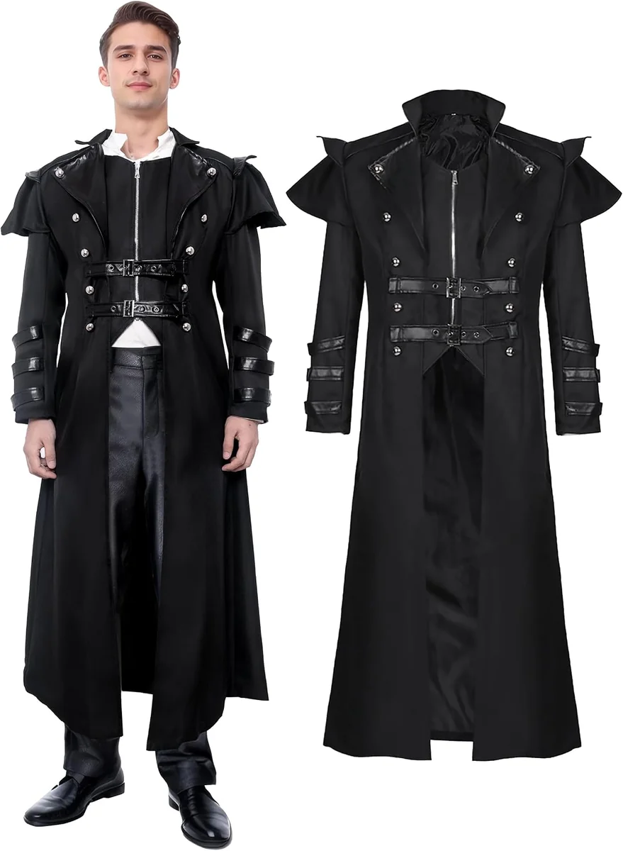 KURTKA MĘSKA STEAMPUNK GOTHIC FRAK PŁASZCZ HISTORYCZNY RENAISSANCE