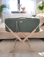 Łóżeczka i kojce - Kosz Mojżesza Boho Handmade Ze Stojakiem - Pistacja - miniaturka - grafika 1