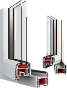 Okno plastikowe PCV Aluplast Ideal 4000 Okna balkonowe rozwierne + rozwierno-uchylne z poprzeczką (ruchomy słupek) 1200x2000