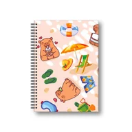 Zeszyty szkolne - Penmate Brulion A5 w twardej oprawie w spirali Kapibara Plaża kratka 80 kartek - miniaturka - grafika 1