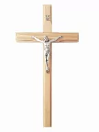 Ikony i obrazy sakralne - Krzyż drewniany duży bukowy na ścianę frezowany 25 cm - miniaturka - grafika 1