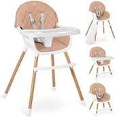 Krzesełka do karmienia - Krzesełko do karmienia dla dzieci regulowane 3w1 tacka Nukido Lilo biało-różowe - miniaturka - grafika 1