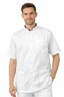 Bluzy męskie - Bluza medyczna męska ze stójką biała ze stójką granatową krótki rękaw roz.3XL - miniaturka - grafika 1