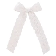 Ozdoby do włosów - Spinka do Włosów Biała Długa Wsuwka z Kokardą Bawełniana Lekka i Wygodna - miniaturka - grafika 1