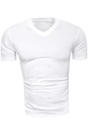 Koszulki męskie - Męska koszulka t-shirt v-neck - biała - Risardi - miniaturka - grafika 1