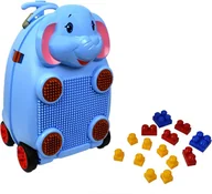 Walizki - SŁOŃ 3D WALIZKA DZIECI BAGAŻ PODRÓŻNA KABINOWA + KLOCKI - miniaturka - grafika 1