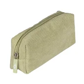 Piórniki - WEDO Piórnik z bawełny o wyglądzie sztruksu, piórnik szkolny na długopisy i materiały do pisania, piórnik ze sztruksu pistacjowego - miniaturka - grafika 1