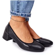 Czółenka - Skórzane Czółenka S.Barski 20-L1 Czarne - miniaturka - grafika 1