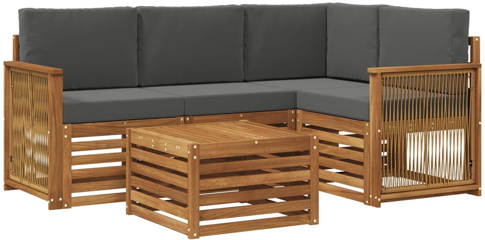 vidaXL Zestaw sof na zewnątrz 5 pcs Naturalny i Antracytowy