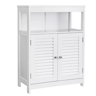 Biała szafka z półką i drzwiczkami Songmics, wys. 80 cm - Szafki łazienkowe - miniaturka - grafika 1