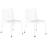 Fotele i krzesła ogrodowe - BELIANI Zestaw 2 krzeseł ogrodowych CHIEVE Metal Biały - miniaturka - grafika 1