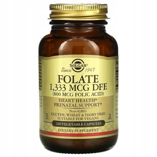 SOLGAR SOLGAR Folate 1,333 mcg DFE (800mcg Folic Acid) 250vegcaps - Witaminy i minerały dla sportowców - miniaturka - grafika 1