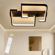 Lampy sufitowe - NETTLIFE Lampa sufitowa LED 45W Metal 60CM Salon Ściemnialna z pilotem Czarny Nowoczesny design do sypialni Jadalni Gabinetu Kuchni - miniaturka - grafika 1