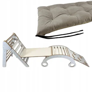 Deska do balansowania + Poduszka Beż + Ścianka + Zjeżdżalnia + Pikler - Skoczki dla dzieci - miniaturka - grafika 1