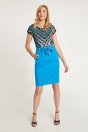 Spódnice - Turkusowa spódnica z ozdobnym wiązaniem - QUIOSQUE - miniaturka - grafika 1