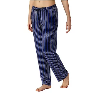 Spodnie damskie - Schiesser Damskie spodnie do spania długie wiskoza mieszanka tkana + relaks, niebieskie paski, 34, Blau Gestreift, 34 - grafika 1