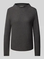Swetry damskie - Sweter o kroju slim fit z dzianiny z wysokiej jakości bawełny z drobnym ściegiem lewym - miniaturka - grafika 1