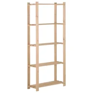 Szafy i regały magazynowe - Regał z 5 półkami, 80x28,5x170 cm, drewno sosnowe - miniaturka - grafika 1