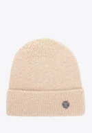 Czapki damskie - Damska czapka zimowa z miękkiej dzianiny beżowa - miniaturka - grafika 1