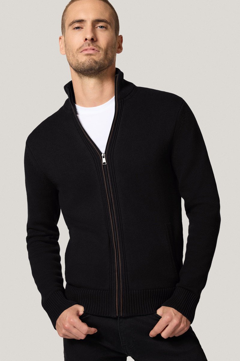 Sweter Rozpinany Czarny z Bawełny PM15