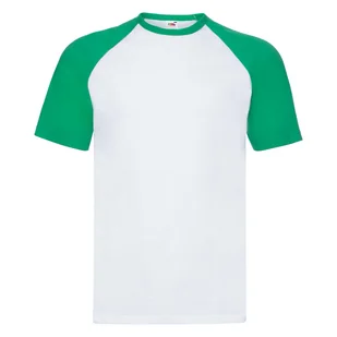 Koszulka męska Baseball z krótkim rękawem Fruit of the Loom - Biały/Kelly Green S - Koszulki męskie - miniaturka - grafika 1