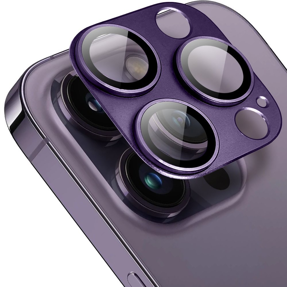 Metalowa osłona na cały aparat do iPhone 14 Pro, purpurowa