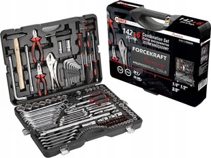 Zestaw narzędzi Forcekraft 142 + 6el. 1/4" & 3/8" 1/2" (4-36mm) (6- i 12-kątnych) - Zestawy narzędziowe - miniaturka - grafika 1