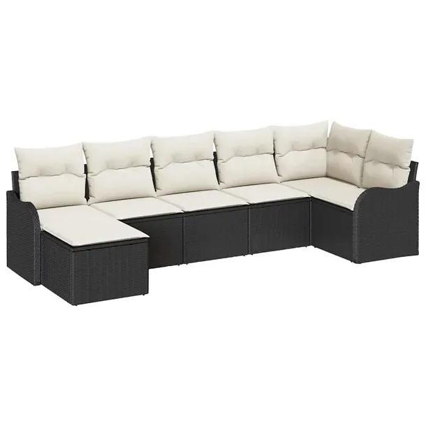 Zestaw Sof Ogrodowych Modułowych Czarno-Biały, Rattan, 60cm