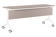 Biurka - Biurko na kółkach Yumi S - Biały - Stelaż, Blat i Panel Maskujący - 180x70 cm - YZ-14 Beżowy - miniaturka - grafika 1
