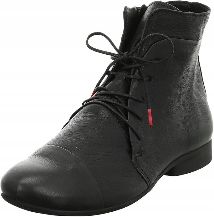 THINK CZARNE SKÓRZANE BOTKI Z CZERWONYMI AKCENTAMI 40,5 16IA
